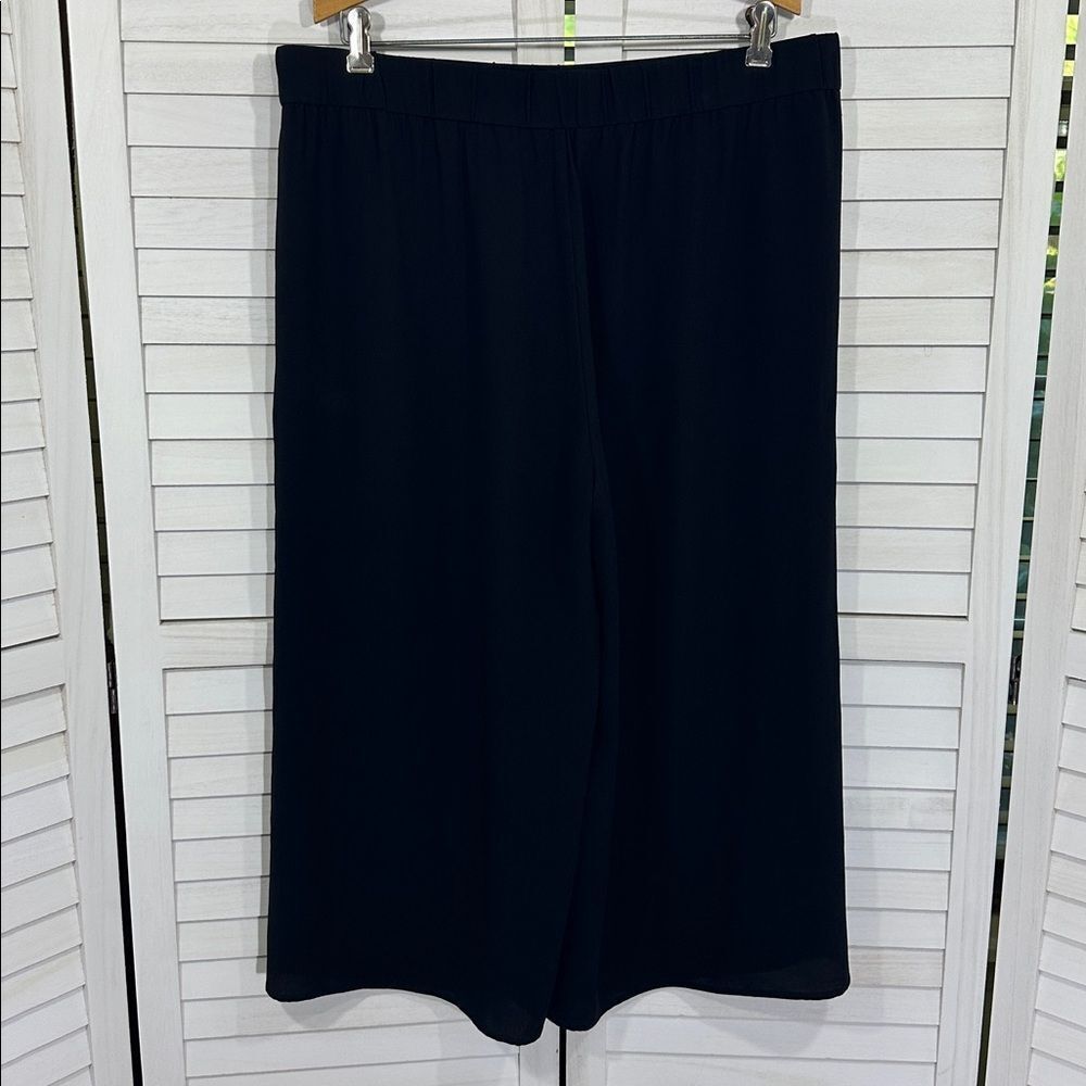 Eileen Fisher Georgette Silk Culottes Large NWOT Black Crepe - Picture 7 of 9